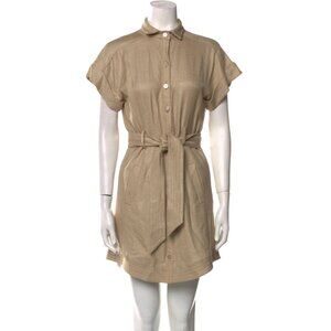 Veronica Beard Sadia Belted Shirt Dress Size 14 Beige Belted Minimalist Career